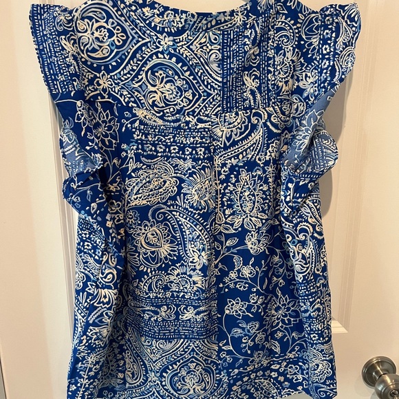 Savanna Jane Blue Embroidered Blouse size large NWT - Picture 13 of 16